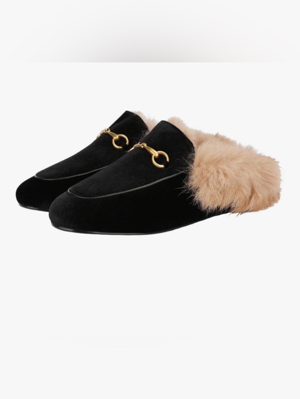 Buckle Mule Flats Furry Padded Backless Loafers Casual Slides Shoes